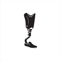  Silhouette of prosthetic leg with shoe amputation vector illustration