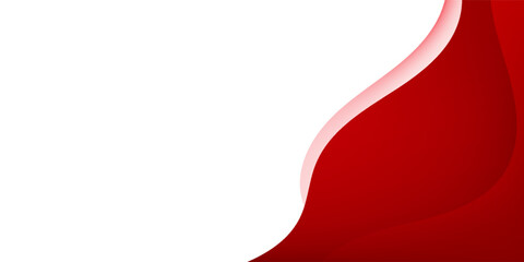 Abstract Red Wave Background on White with Smooth Curved Shapes and Copy Space