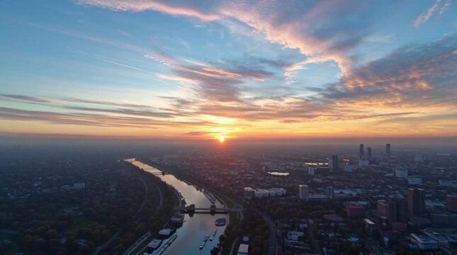 Urban Sunset Over the River City