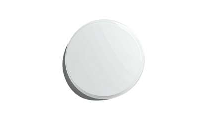 A shiny white circular object with a subtle drop shadow floats against a black background