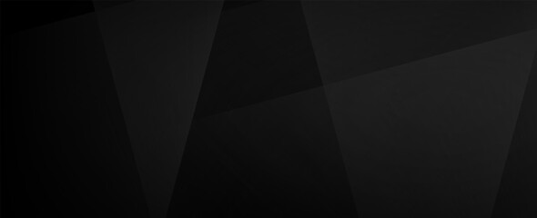 Abstract Black Geometric Background with Dark Gradient and Overlapping Layers. Futuristic Technology Concept
