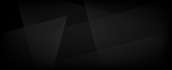 Abstract Black Geometric Background with Dark Gradient and Overlapping Layers. Suit for banner, web, brochure, pamflet, poster and presentation