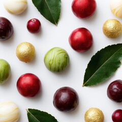 Colorful Holiday Sweets in a Clean Flat Lay Arrangement