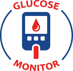 Glucose monitor icon for blood sugar testing and diabetes management