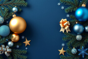 christmas background with christmas tree and balls