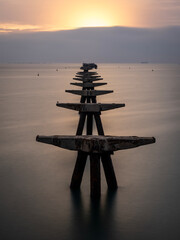 Sunrise at the Sagunto port pier in Valencia (Spain)