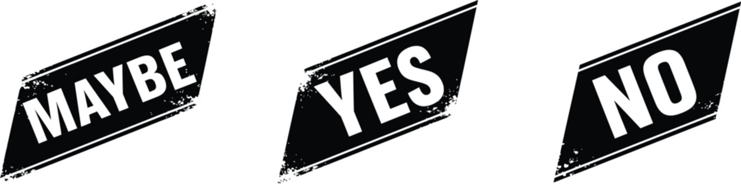 decision making stamps with yes no maybe text