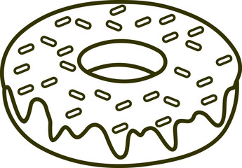 Donut Outline Illustration For Coloring