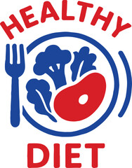 Healthy diet food plate logo illustration