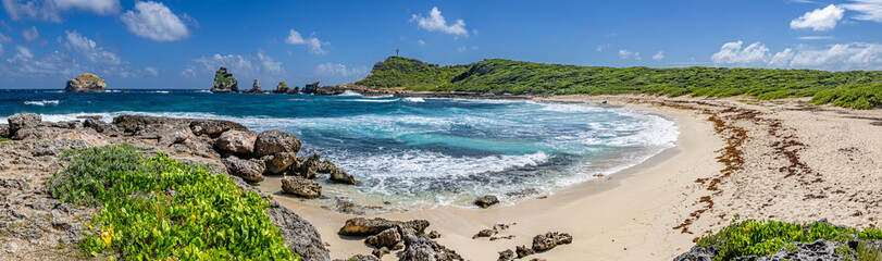 Panoramic view of coastline near Pointe des Chateaux - Caribbean island Guadeloupe