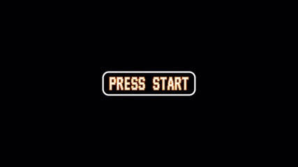 Press Start animation on transparent background, black retro game screen, start prompt, Classic video game intro, Vintage game UI, Animated start message, Press Start text video in 4k. - Powered by Adobe