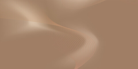 Luxury Brown Gradient Background with Golden Wavy Lines and Light Effect