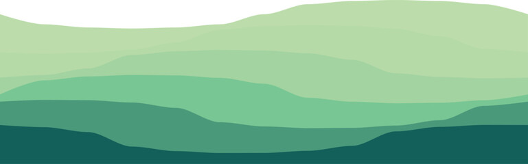 Obraz premium Minimalistic abstract design featuring green wave-like layers, ideal for modern decorative themes.