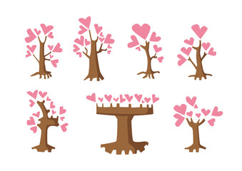 heart tree red on white background. creative pattern illustration vector.