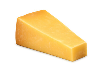 Wedge of cheddar cheese isolated on transparent background, dairy product, delicious food ingredient, cooking snack