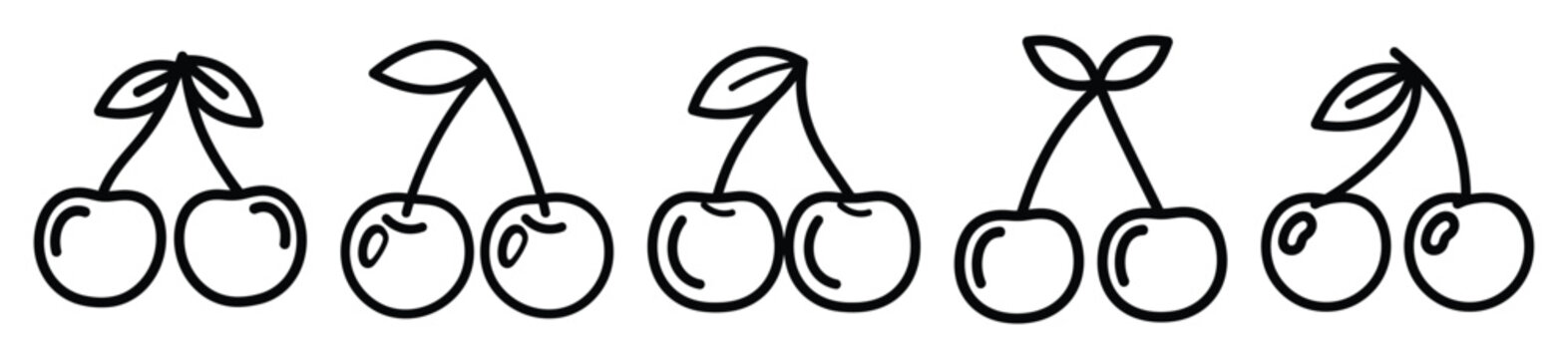 cherry pair food outline icon collection. Vector illustration
