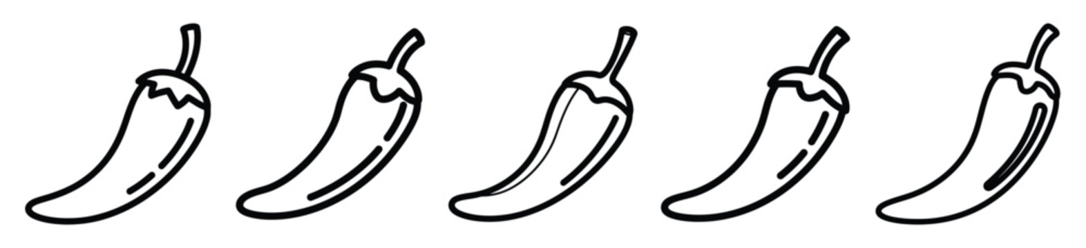 chili pepper food outline icon collection. Vector illustration