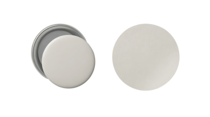 White round badge and blank white circle on black background isolated on a transparent background
