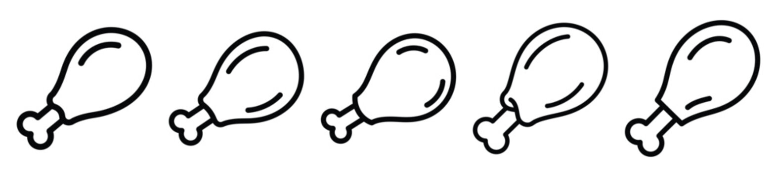 fried chicken food outline icon collection. Vector illustration