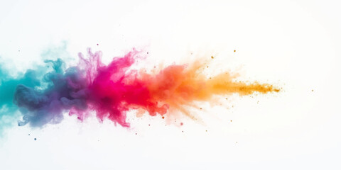 Fototapeta premium An abstract watercolor background features colorful ink splashes and artistic paint splatters with grunge textures and rainbow brush strokes on paper for a vibrant design element