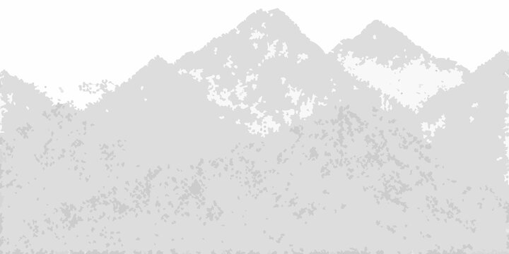 Minimalist gray mountain range illustration with textured foreground and peak details