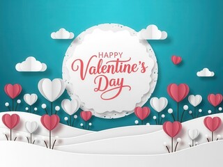 Happy valentine's day greeting card with heart shaped flowers
