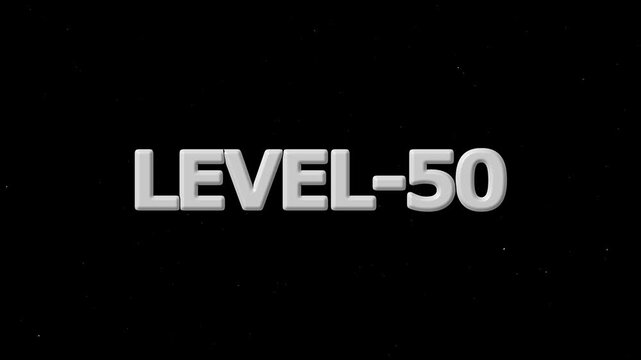 Level 50 text with particle effects on black background 4k animation alpha channel lettering font
