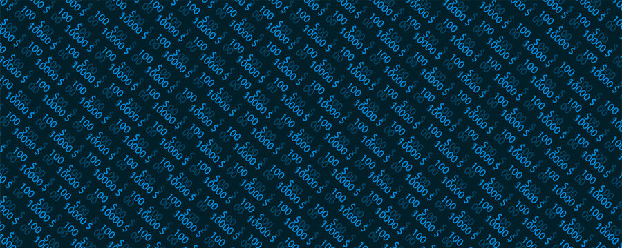 Matrix abstract background with dolar binary numbers. Futuristic background with code or data, vector matrix wallpaper illustration.