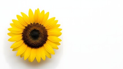 Obraz premium A large yellow sunflower on white background