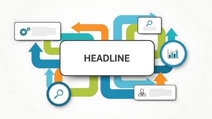 Colorful arrows and with headline placeholder blue
