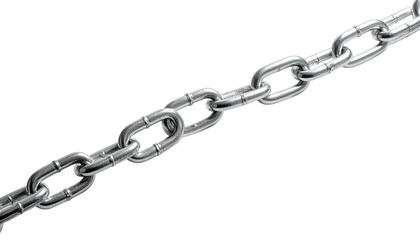 Obraz premium Silver metallic chain links diagonally across a black background, with detailed highlights