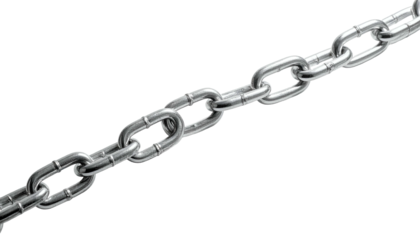 Silver metallic chain links diagonally across a black background, with detailed highlights