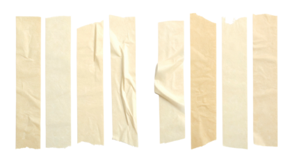 Isolated parchment-like panels, creased and textured, against a black background