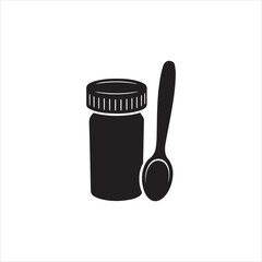  Silhouette jar and spoon illustration honey jam vector illustration