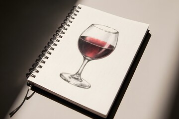 A drawing of a glass of red wine