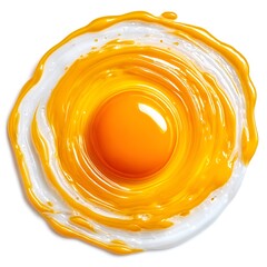 A perfectly cooked fried egg with a bright orange yolk and fluffy white high resolution image