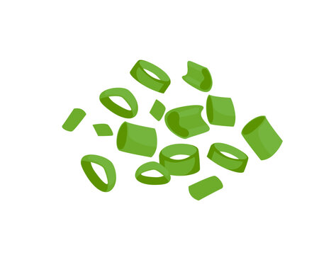 Heap of fresh cut green onion isolated on white background. Vector cartoon flat illustration. 