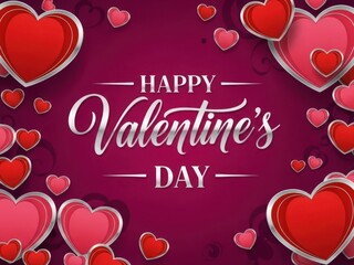 Happy valentine's day greeting card with hearts