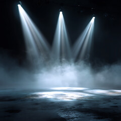 Stage spotlights illuminating smoky atmosphere high resolution image
