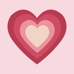 layered heart shape illustration in soft pink tones for valentines day, romantic love heart with layered paper cut style design