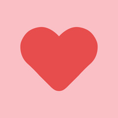 simple red heart shape on pink background for valentines day, minimal love heart icon with flat romantic style