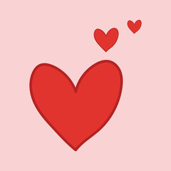 cute red heart illustration on pink background for valentines day, simple romantic love heart design with minimal style