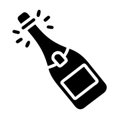 Champagne bottle popping its cork with festive sparkles, symbolizing celebration