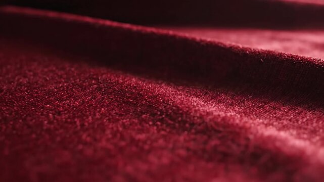 Close up of textured red fabric with soft folds and shadows