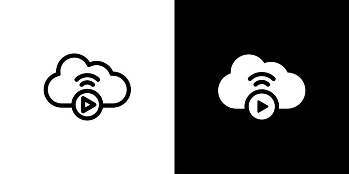 Live Streaming icon concept with flat Black White Background. Vector illustration.