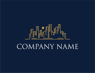 Modern City Skyline Logo Design with Company Name Placeholder.