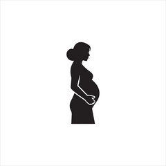  Silhouette pregnant woman standing profile isolated beautiful vector illustration