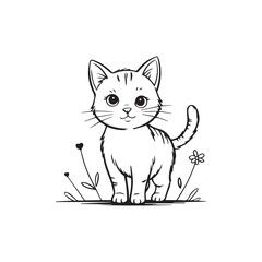 Obraz premium Simple Black and White Animal Line Art for Kids Coloring Book