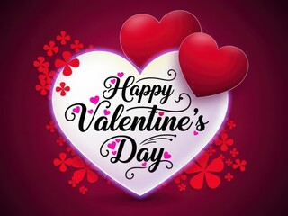 Happy valentine's day greeting card with heart and flowers