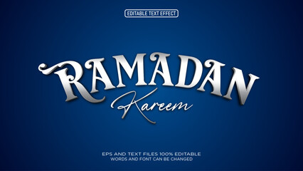 Ramadan Kareem luxury style 3D silver  text effect editable